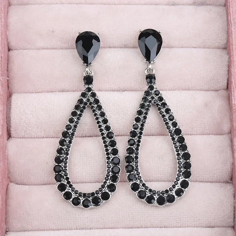 Hollow out Full Diamond Classic Designer Waterdrop Diamond Embedded Earrings