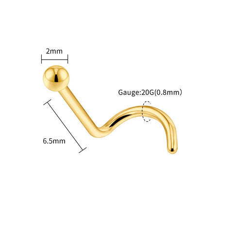 Titanium 20G Nose Stud Ring Hypoallergenic CZ/Ball/Heart/Star Nose Piercing