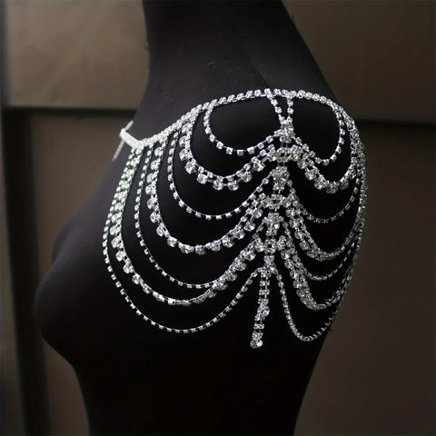 Sexy multi-layer classical tassel rhinestone shoulder chain