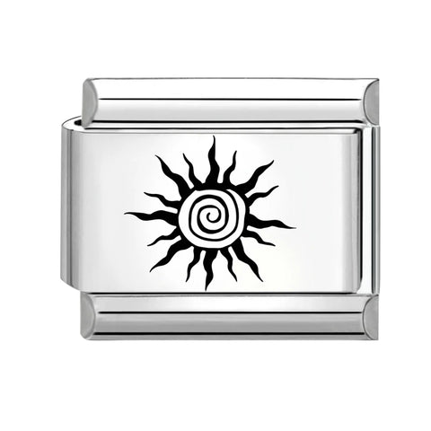 Black Engraving  Eye Jellyfish Butterfly Sun Moon Silver Charm Links