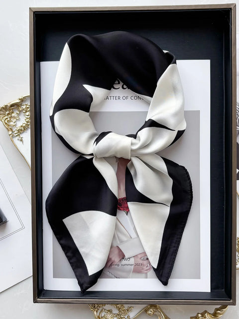 Vintage Chain Print Satin Square Scarf Soft Lightweight Women’s Fashion Accessory