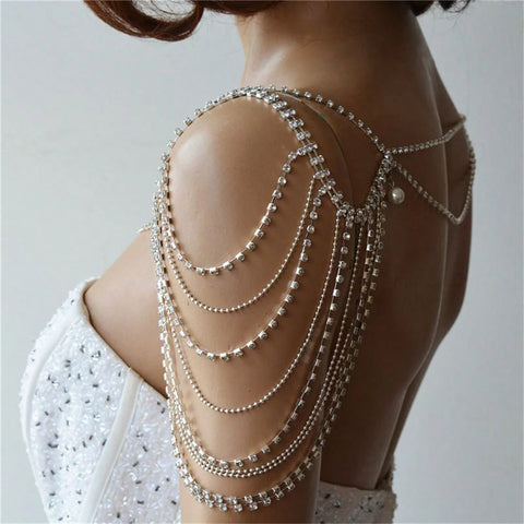 Sexy multi-layer classical tassel rhinestone shoulder chain