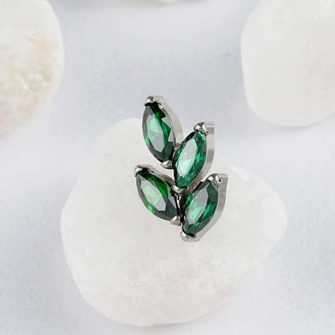 Titanium 16G Marquise CZ Leaf Shaped Cartilage Helix Conch Lobe Ear Piercing