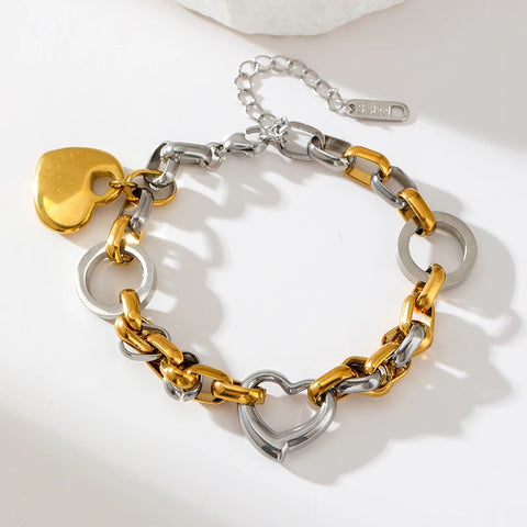 Stainless Steel Metal Beads Charms Bracelet Bangle for Women