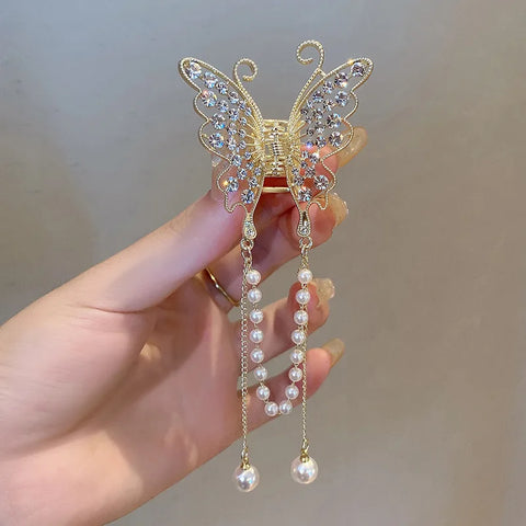 AWAYTR Butterfly Pearl Tassel Shark Crab Clips Girls Hairpin Hair Accessories