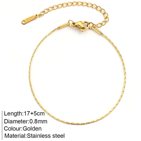 Women's High-end Stainless Steel Bracelets Box Chain Clip Bead Chain Fashion