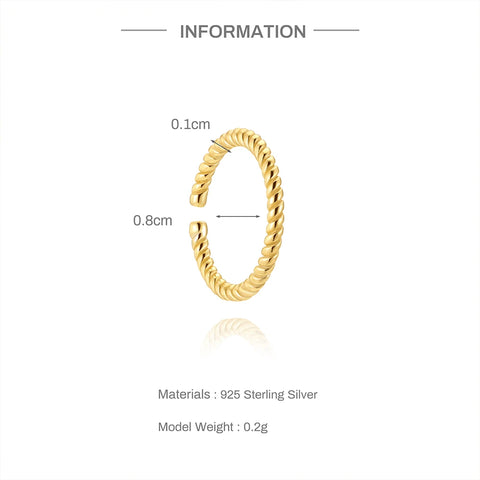 Sterling Silver Pierceing Nose Ring Simple Round Twist Rope Nose Ring Women