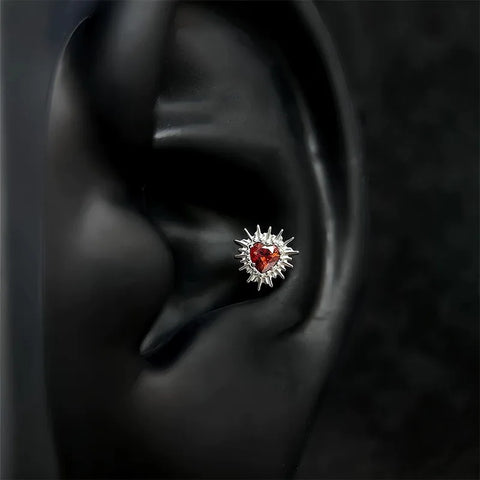 Zircon Pink Cross Ear Bone Nail 316L Stainless Steel Cochlea Piercing Jewelry