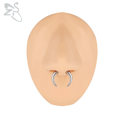 C Shape Buffalo Horn Nose Piercing Stainless Steel Pincher Septum Ring Punk