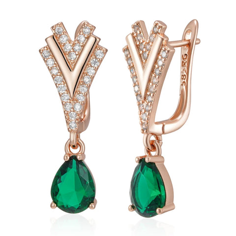 Kinel Luxury Green Natural Zircon Drop Earrings For Women
