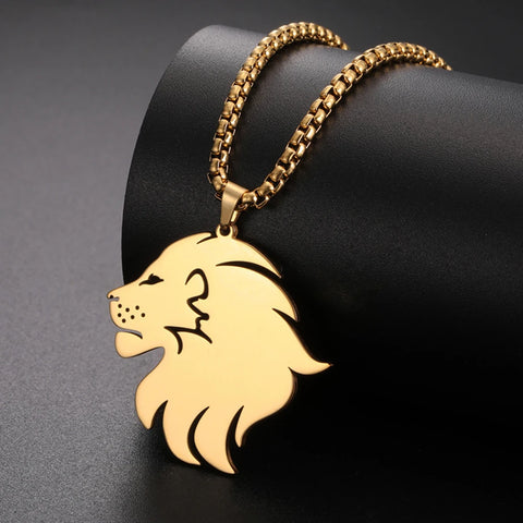 Punk Lion Head Pendant Necklace for Women Men Rock Hip Hop Animal Charms Choker