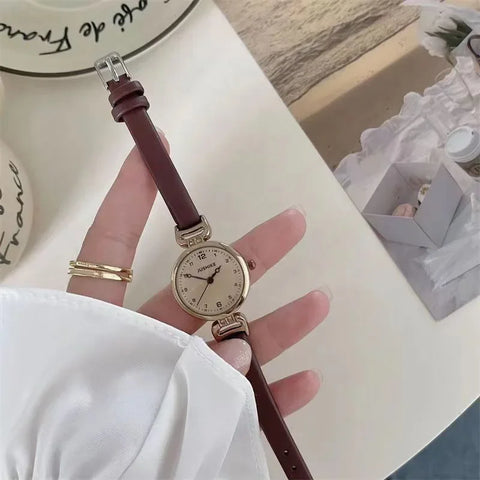Luxury Women Quartz Watch Simple Strip Drill Point Scale Small Dial Quartz Belt Watch