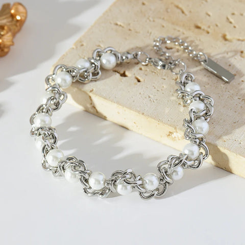 Stainless Steel Metal Beads Charms Bracelet Bangle for Women