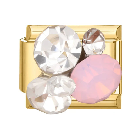 Golden Heart Butterfly Sun Flower Pearl Zircon Italian Charm Links