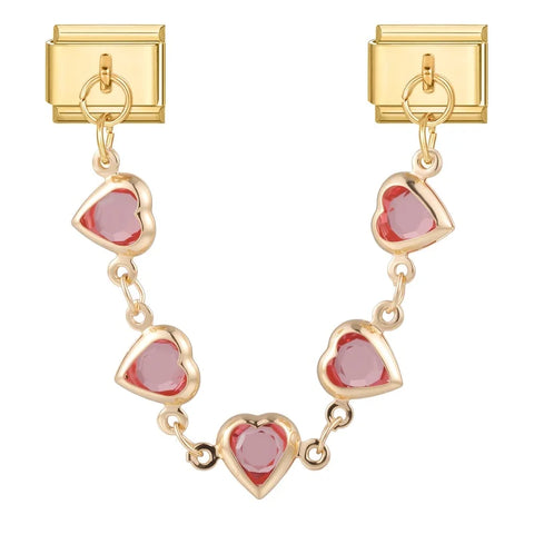 Golden Chain Heart Flowers Butterfly Charm Link