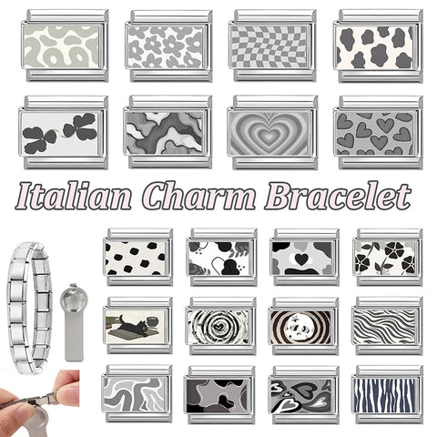 Grey Heart Cat Flower Skull Bead Italian Charm Links