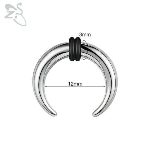 C Shape Buffalo Horn Nose Piercing Stainless Steel Pincher Septum Ring Punk