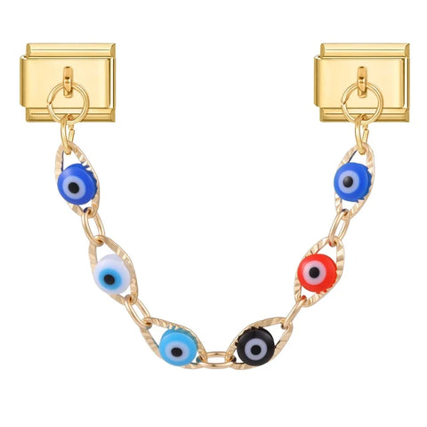 Golden Chain Heart Flowers Butterfly Charm Link