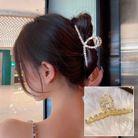 Korean Metal Geometric Hair Claws Barrettes Elegant Hair Clips Crab Hollow Out Hairpin