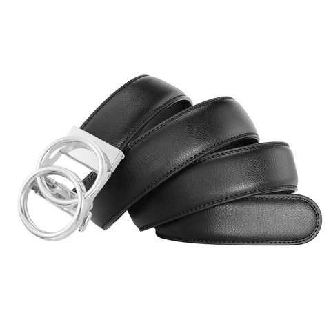 Double Ring Automatic Buckle Belt Men's Leather Cowhide Fashionable and Simple Belt