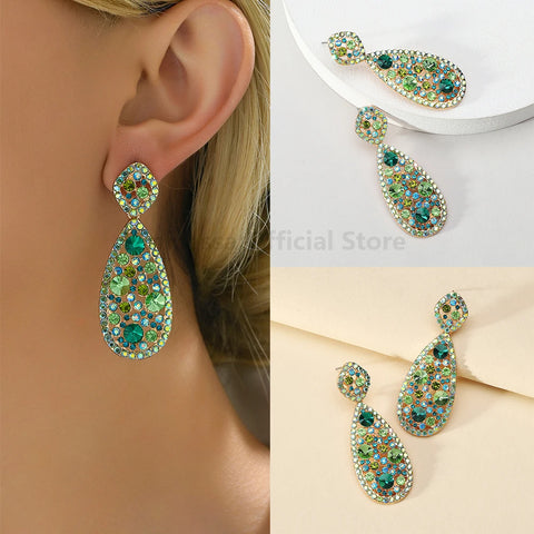 Women's Crystal Pendant Earrings Fashionable  Droplet Shaped