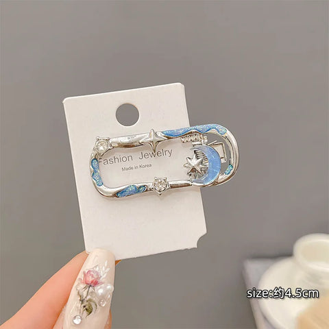 Rhinestone Moon Star Hair Clip