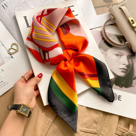 Silk Shawl Square Scarf Women Summer Hijab Wraps Neckerchief