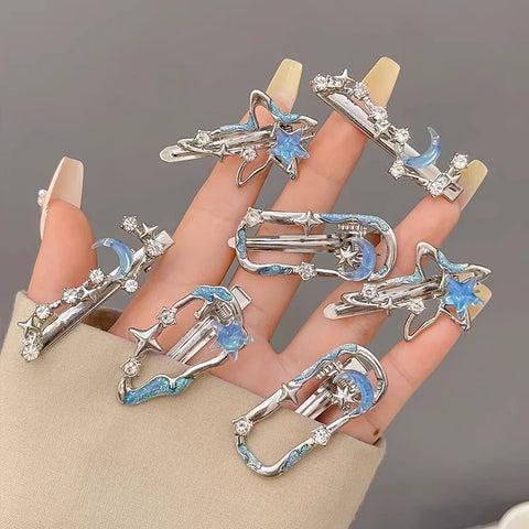 Rhinestone Moon Star Hair Clip