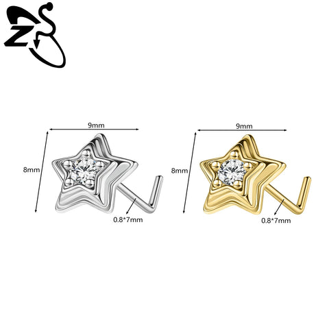 Stainless Steel Nose Ring 7MM L Rod Nose Stud Moon butterfly Shape Pendant Earring Helix