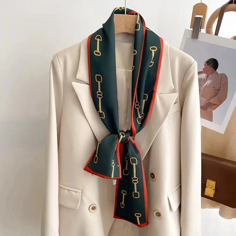 Women Fashion Luxury Long Narrow Small Silk Scarves Ladies Headband Headscarve