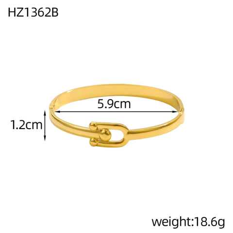Unique Jewelry High Polish Hip Hop U Shape Horsehoe Bangle Set