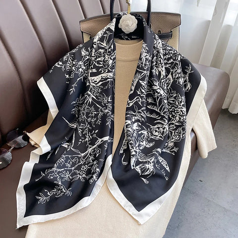 Design Print Twill Square Silk Scarf Women Shawl Wraps Neckerchief