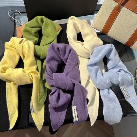 Triangle Scarf 100% Wool Triangular Scarves Women Headscarf