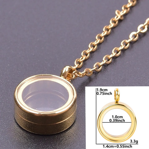 Round Living Memory Photo Relicario Locket Pendant Floating Charms Picture Necklaces