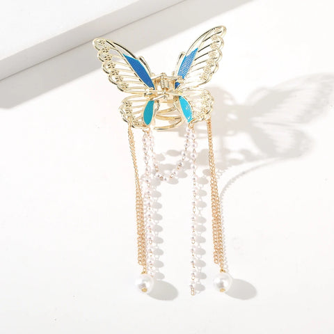 AWAYTR Butterfly Pearl Tassel Shark Crab Clips Girls Hairpin Hair Accessories