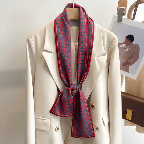 Women Fashion Luxury Long Narrow Small Silk Scarves Ladies Headband Headscarve