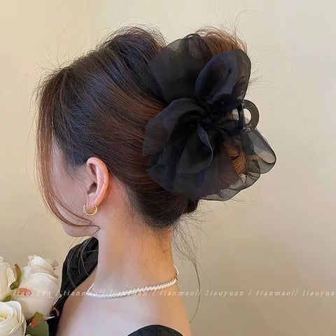 New Mesh Bow Grip Clip Female Ponytail Braid Hair Claw Clip