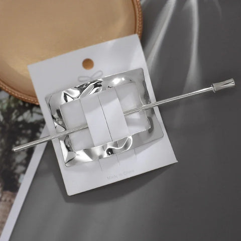 Geometric Gold Silver Color Metal Hair Stick Women Ponytail Holder