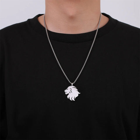 Punk Lion Head Pendant Necklace for Women Men Rock Hip Hop Animal Charms Choker