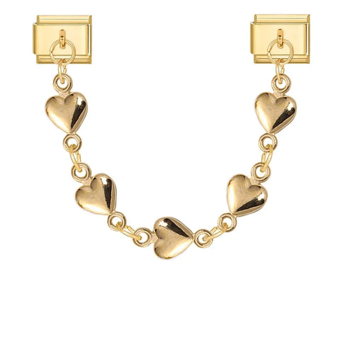Golden Chain Heart Flowers Butterfly Charm Link