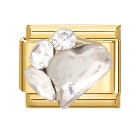 Golden Heart Butterfly Sun Flower Pearl Zircon Italian Charm Links