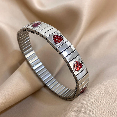 Stainless Steel Strawberry Pepper Cherry Pendant Elastic Bangles Bracelets