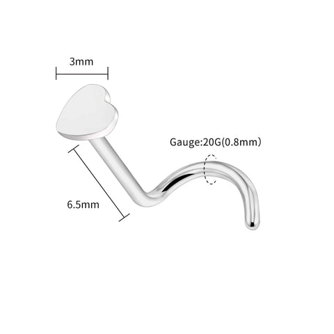 Titanium 20G Nose Stud Ring Hypoallergenic CZ/Ball/Heart/Star Nose Piercing