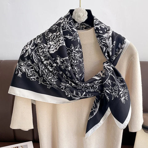 Design Print Twill Square Silk Scarf Women Shawl Wraps Neckerchief