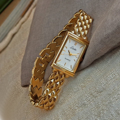 Gold-Colored French High-End Light Luxury Fashion Simple Dial Women's Watch with Stainless Steel Strap
