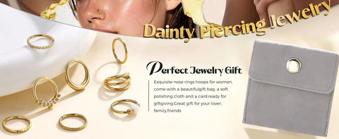 Bobisty Septum Nose Rings Hoops 316L Surgical Steel Septum Gold Plated Nose Ring