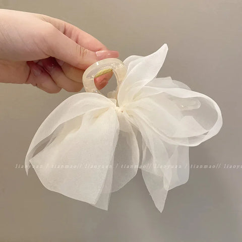 New Mesh Bow Grip Clip Female Ponytail Braid Hair Claw Clip