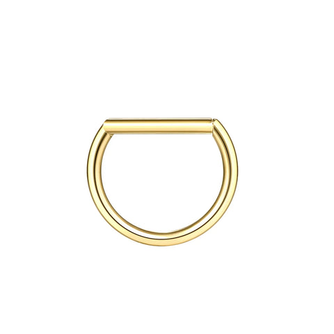 Titanium Hinged Segment Ring D-Shape with Side Crystals Septum Cartilage Helix