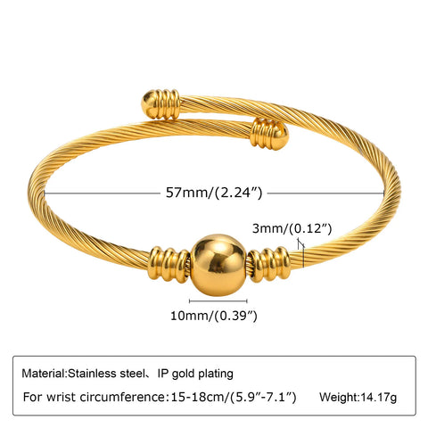 Fashion Minimalist Stainless Steel Knot Gold Plated Cuff Bracelet for Women