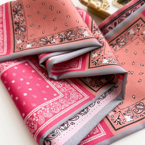 Women Fashion Silk Feel Red Flowers Design Scarf Shawl